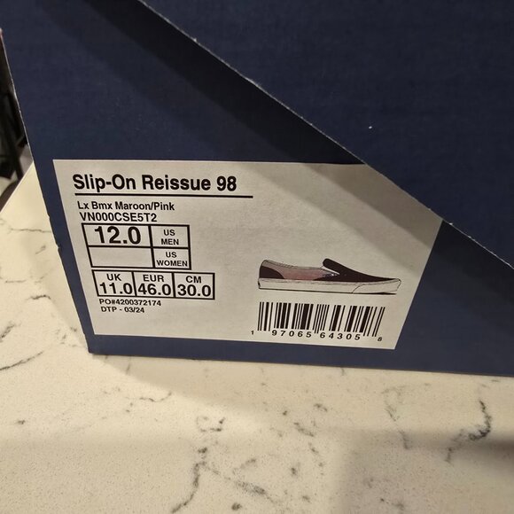 Vans Premium BMX Slip-on Reissue 98 LX Skate Shoes Maroon VN000CSE5T2 Men's 12 - Picture 9 of 13